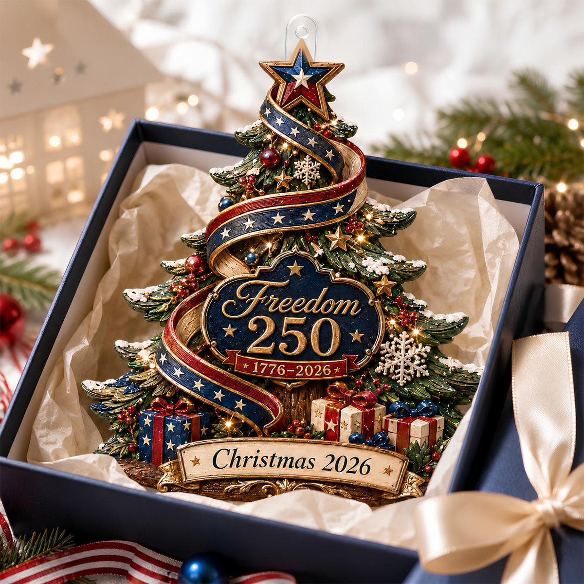 🎄 USA 250th Anniversary Christmas Tree Ornament