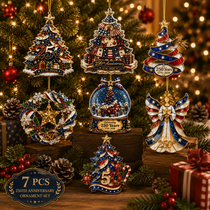 🔥Limited Time 50% OFF🎄 US 250th Anniversary Christmas Ornament, 7 Vintage American Flag Styles