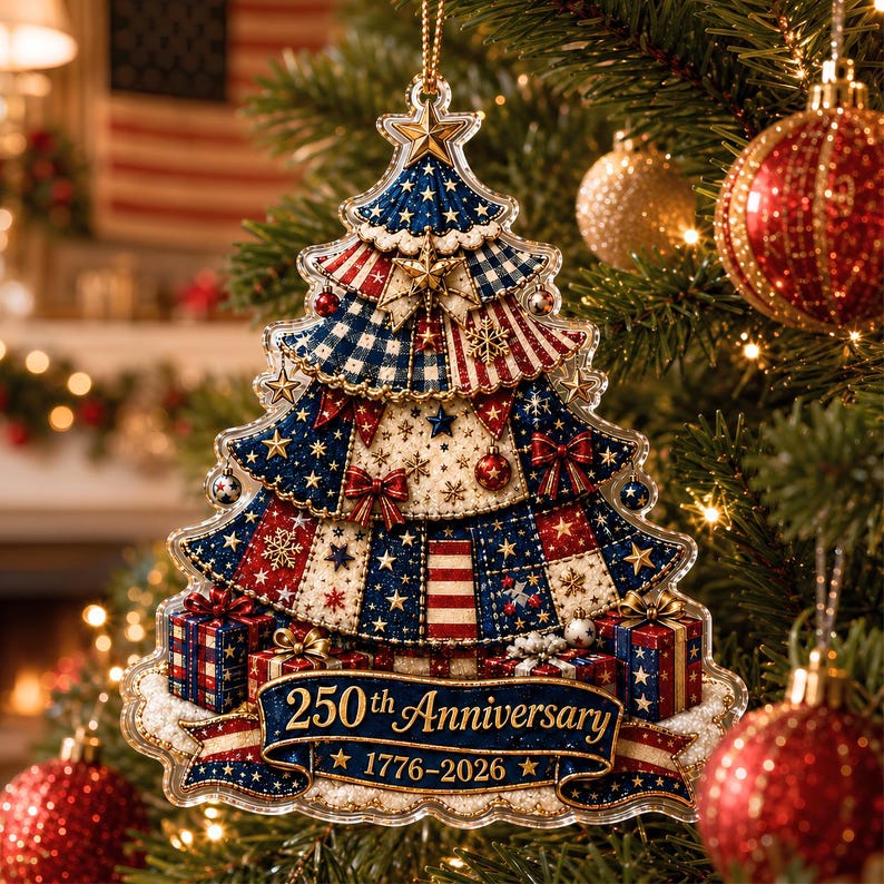 🔥Limited Time 50% OFF🎄 US 250th Anniversary Christmas Ornament, 7 Vintage American Flag Styles