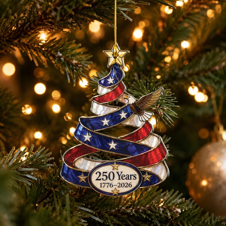 🔥Limited Time 50% OFF🎄 US 250th Anniversary Christmas Ornament, 7 Vintage American Flag Styles