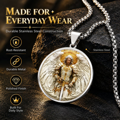 Angel Warrior Pendant Necklace for Men — Faith, Strength & Protection