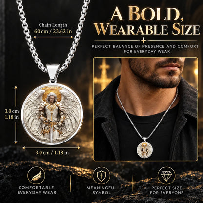 Angel Warrior Pendant Necklace for Men — Faith, Strength & Protection
