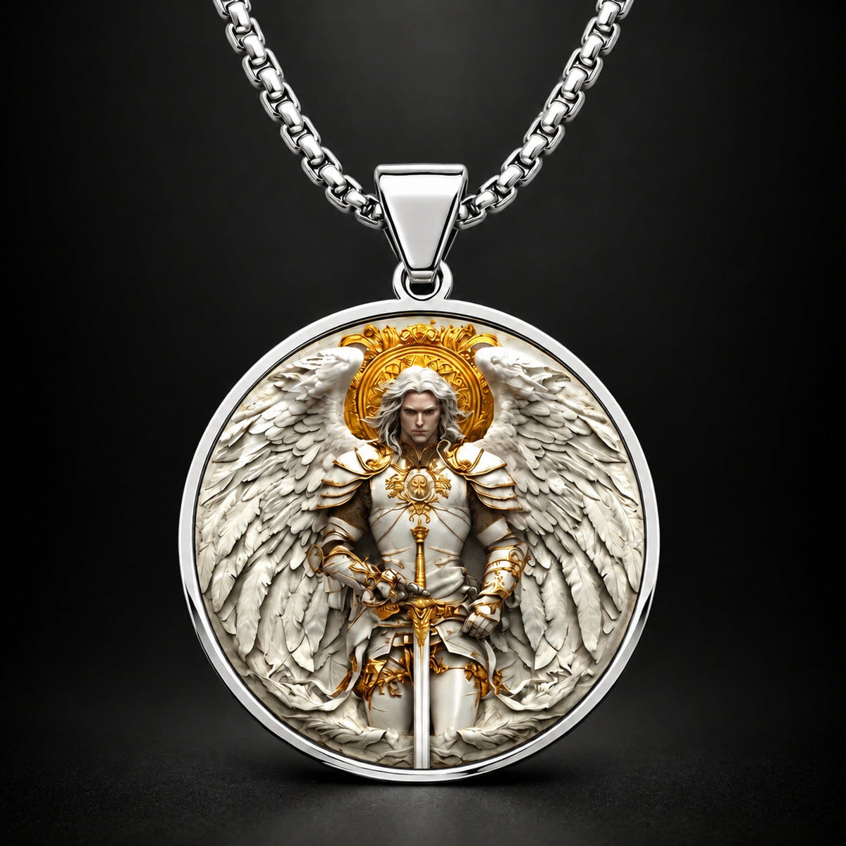 Angel Warrior Pendant Necklace for Men — Faith, Strength & Protection