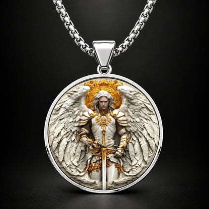 Angel Warrior Pendant Necklace for Men — Faith, Strength & Protection