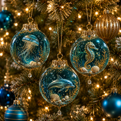 🌊🎄 Ocean Wonders Christmas Ornament Collection