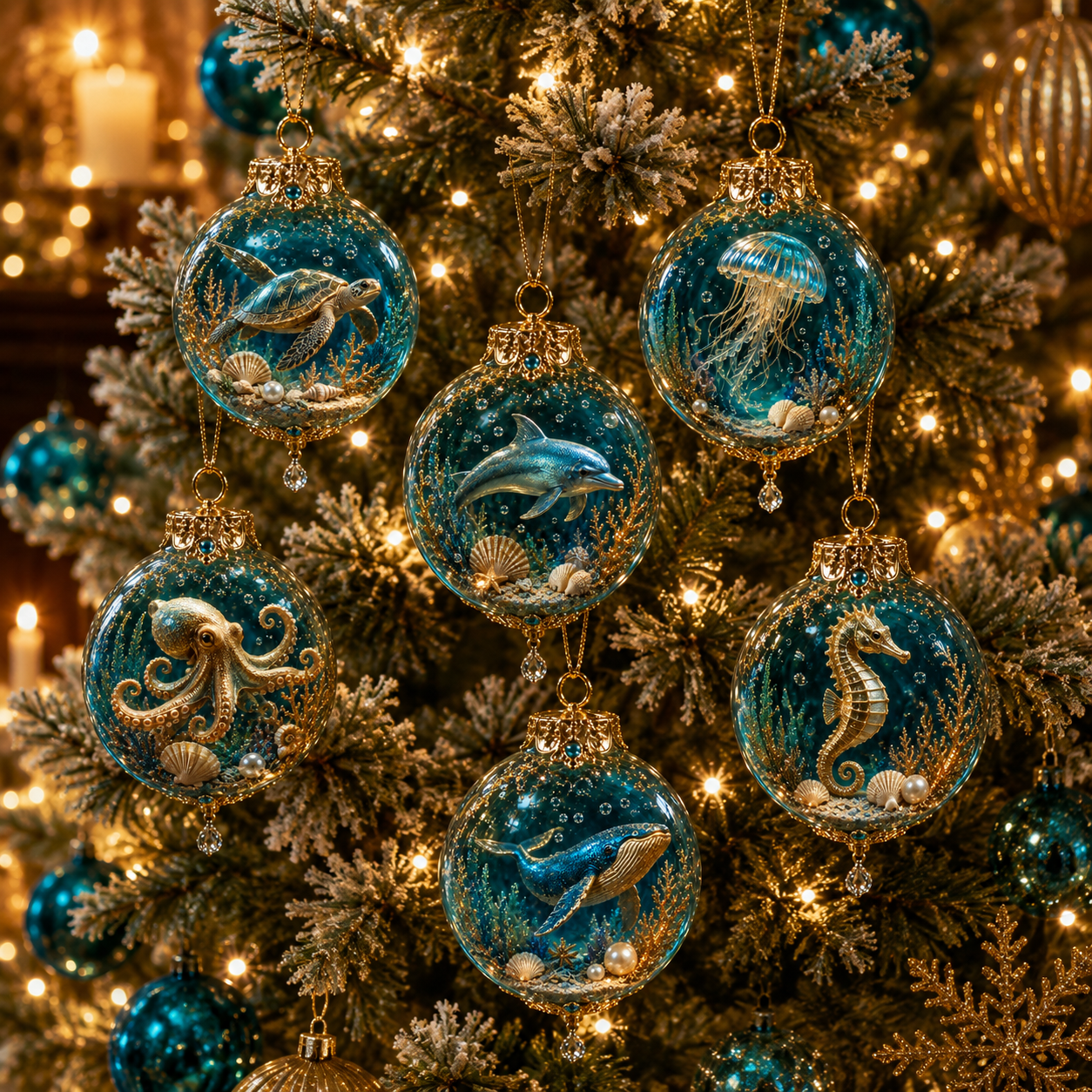 🌊🎄 Ocean Wonders Christmas Ornament Collection
