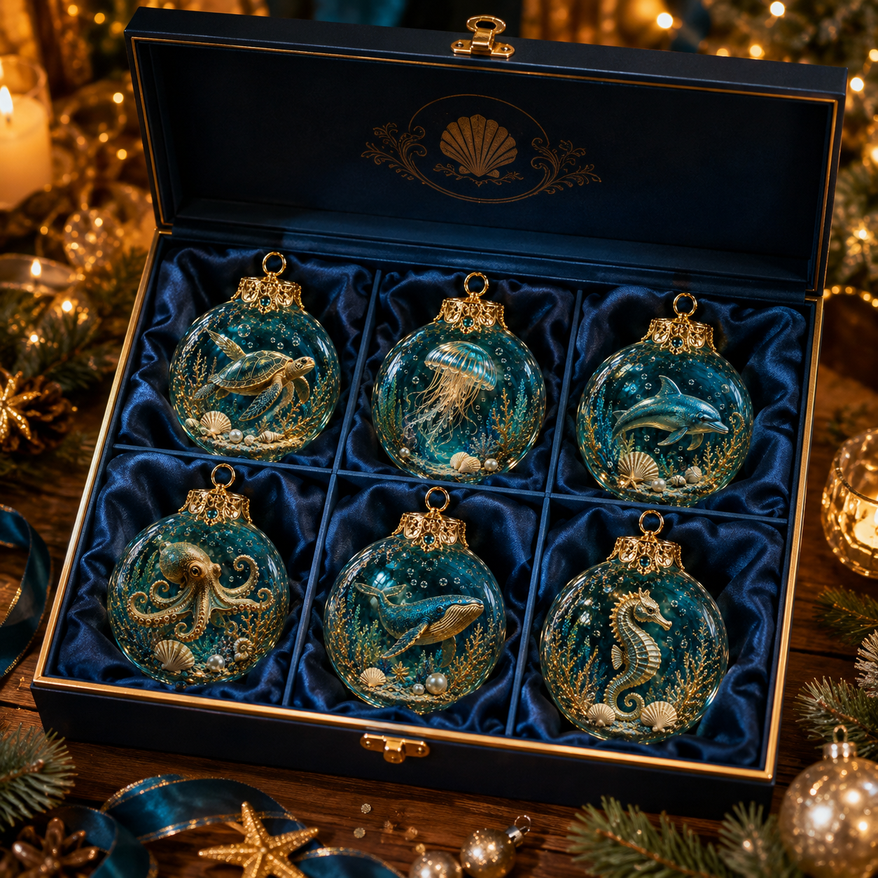🌊🎄 Ocean Wonders Christmas Ornament Collection