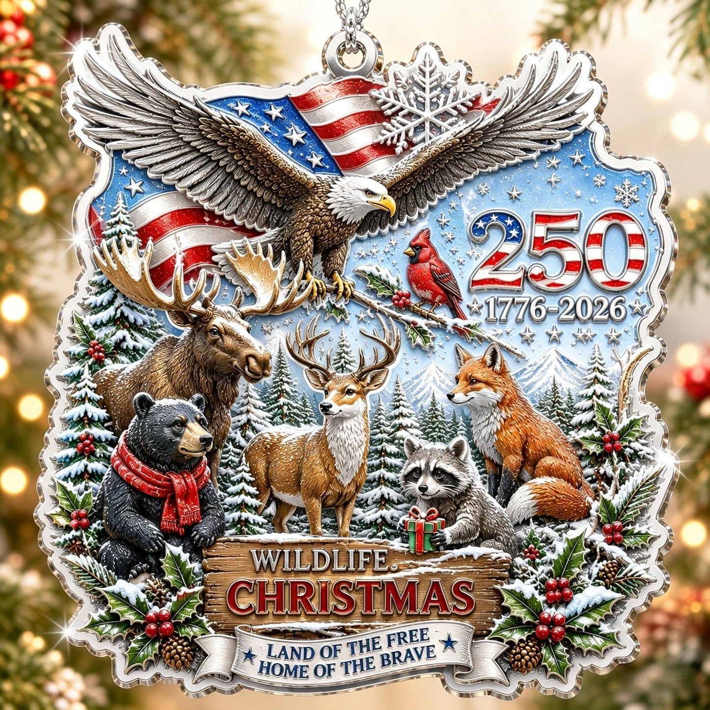 USA 250th Anniversary Christmas Ornament