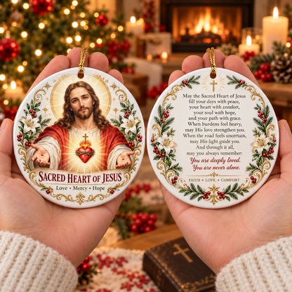 ⏳ Last Day 50% OFF —✝️ Faith & Blessing Double-Sided Ceramic Ornament