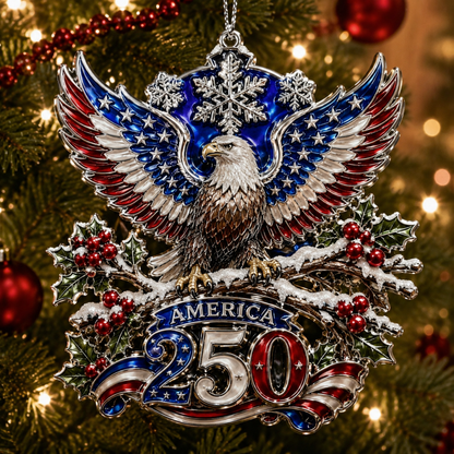 🇺🇸 America 250th Anniversary Christmas Ornament— A Patriotic Christmas to Remember (1776–2026) 🎄✨