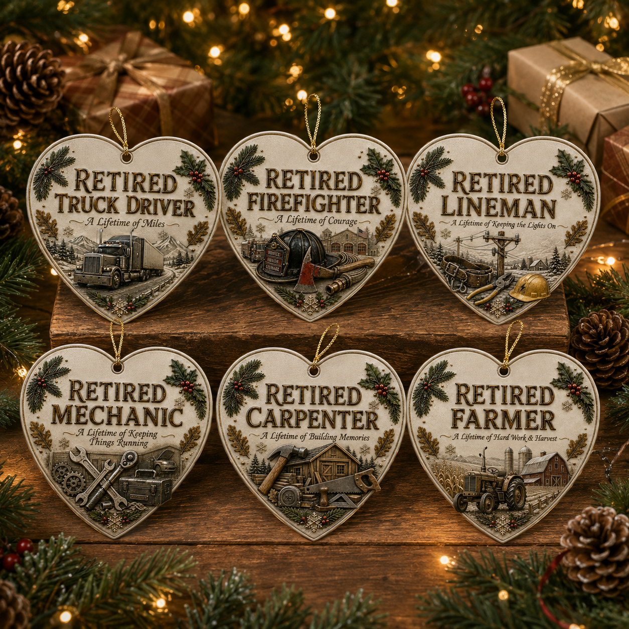 🎄 Retired Men's Careers Christmas Ornament – Honor A Lifetime Of Hard Work ⚒️✨