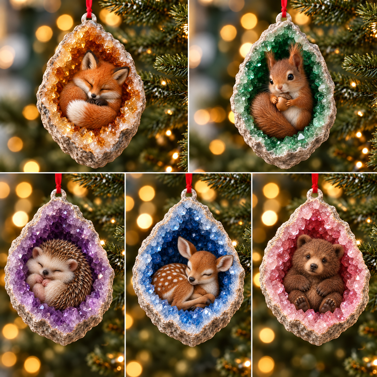🎄Early Bird Christmas Sale 50% OFF | Geode Animal Ornaments