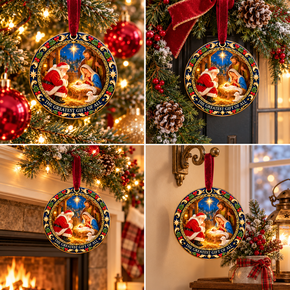 🎄❤️ The Greatest Gift of All – Santa & Baby Jesus Christmas Ornament ✝️