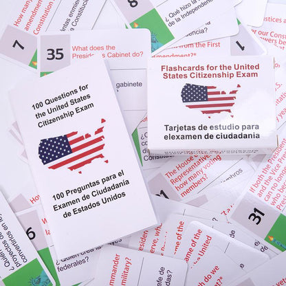 U.S. Civics Test Bilingual Flash Cards - English/Spanish