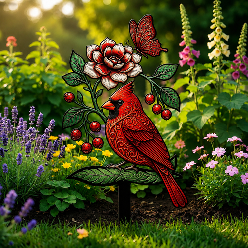 🌺Summer Sale 50% OFF🔥Cardinal Art Garden Stake
