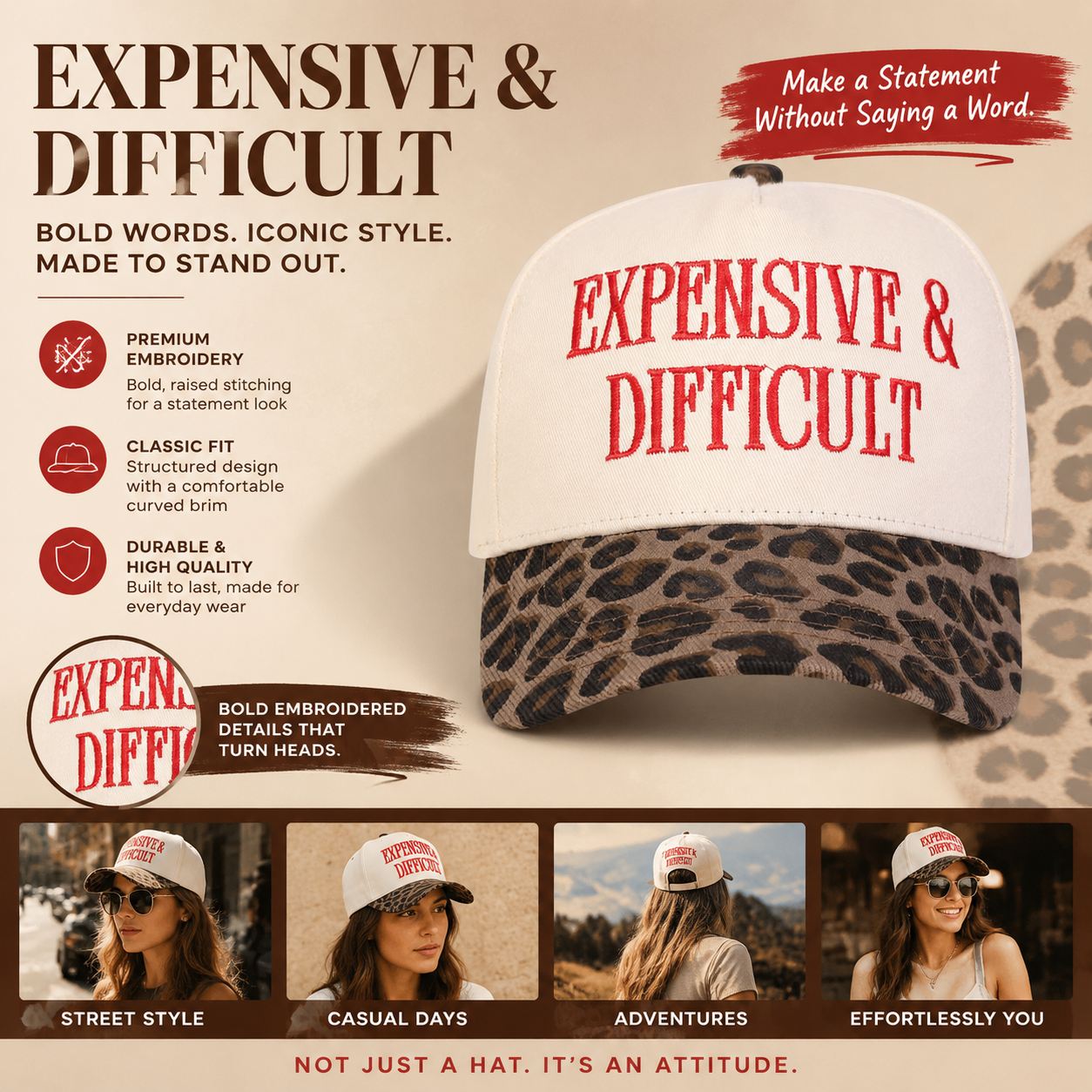 Expensive & Difficult Two-Tone Trucker Hat | Unapologetic Vibe For Girls