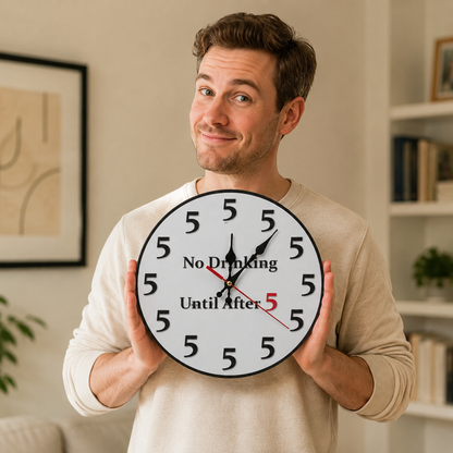 Funny "No Drinking Until After 5" Round Wall Clock