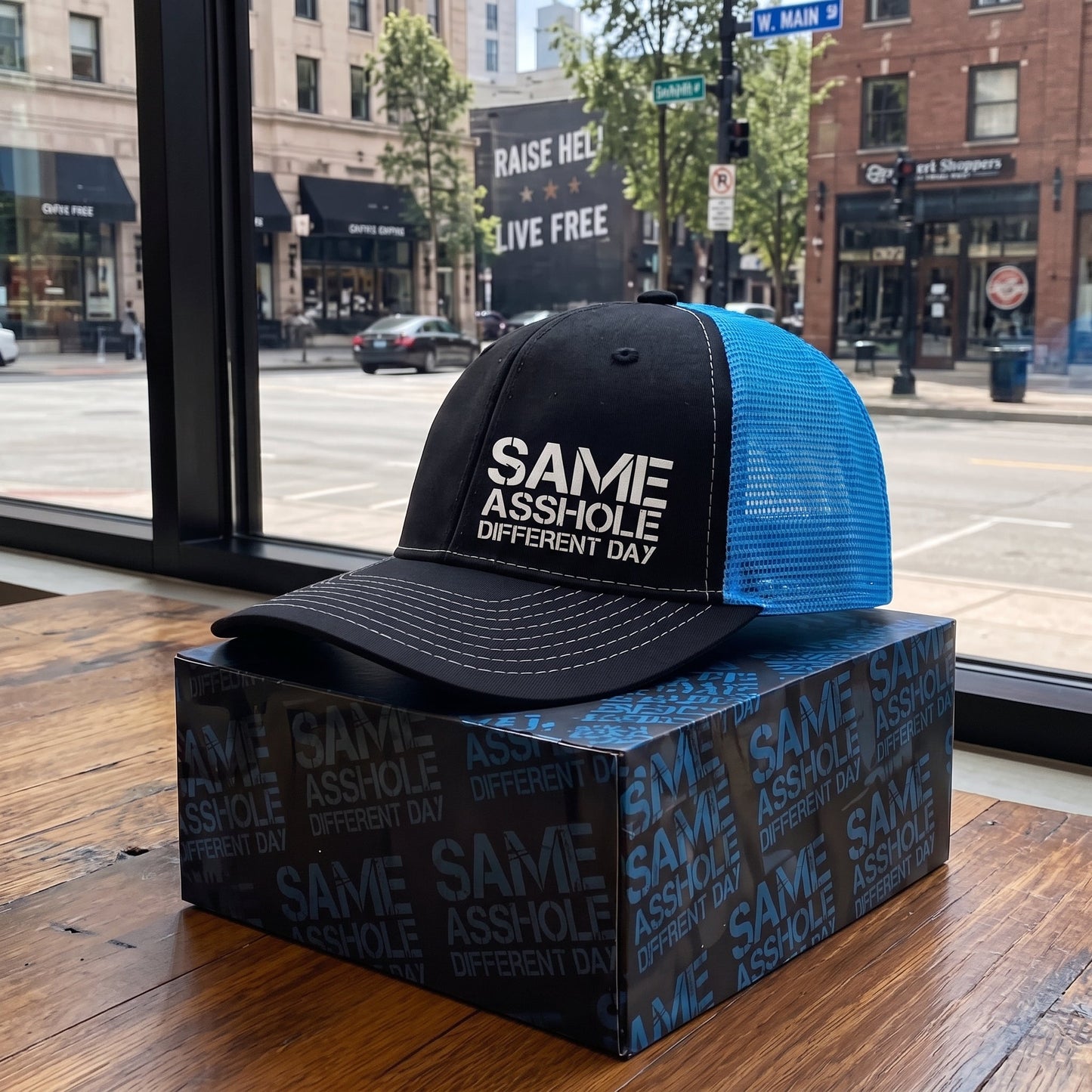 Funny Same Asshole Different Day Embroidered Trucker Hat
