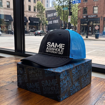 Funny Same Asshole Different Day Embroidered Trucker Hat