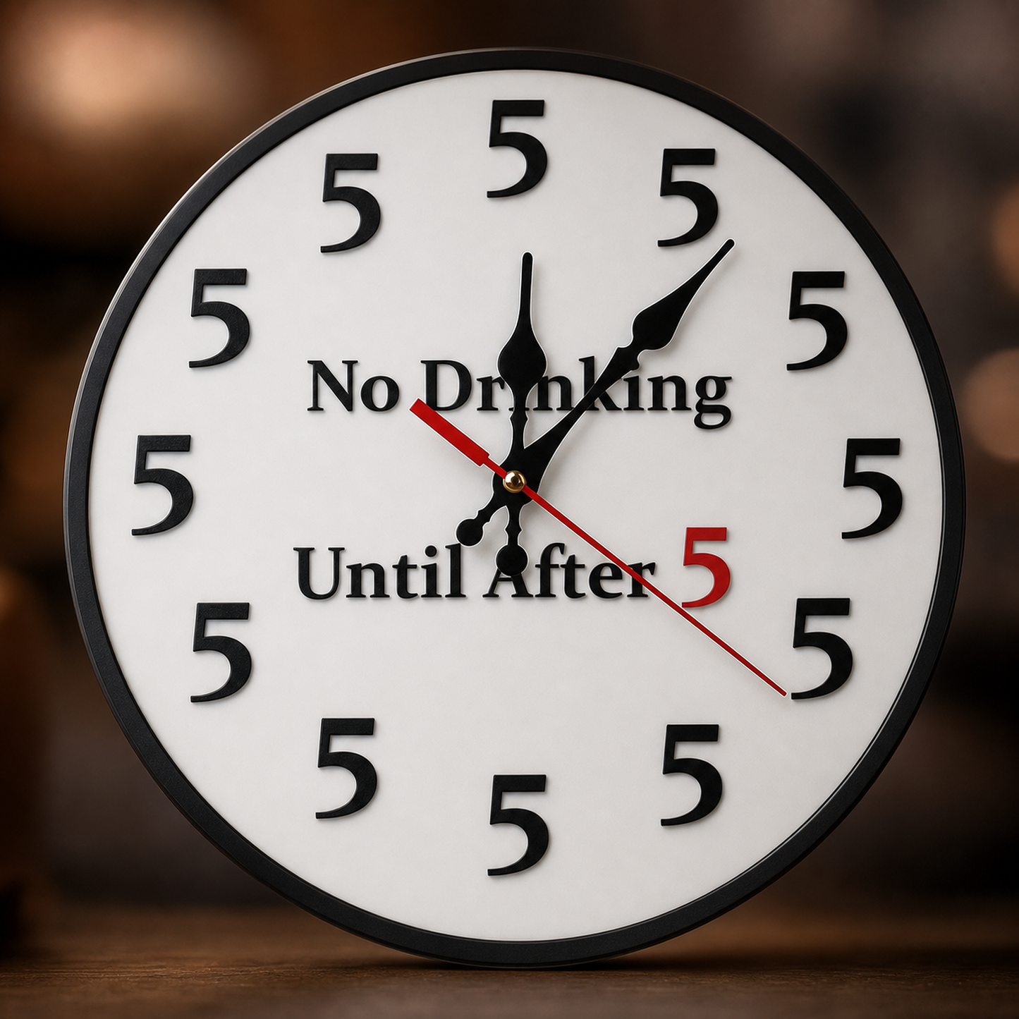 Funny "No Drinking Until After 5" Round Wall Clock