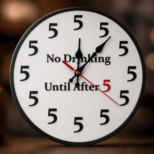 Funny "No Drinking Until After 5" Round Wall Clock