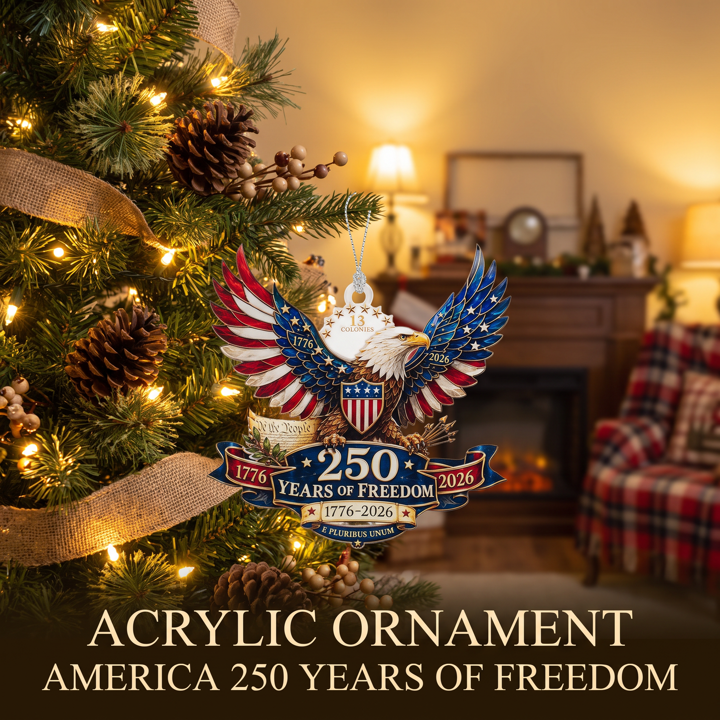 1776–2026 Freedom Eagle Christmas Ornament