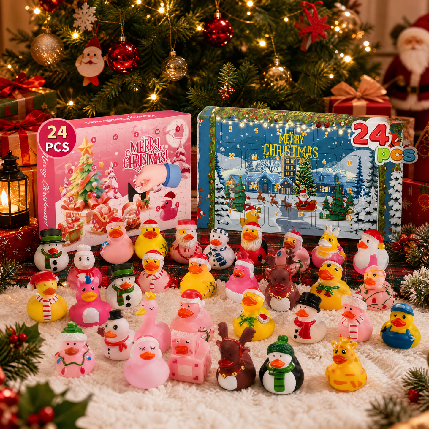 🎅24 Pcs Countdown Christmas Rubber Ducks Advent Calendar