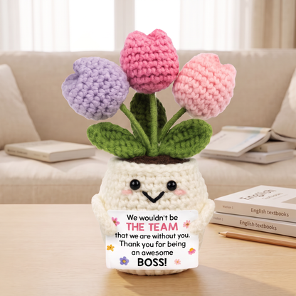 Handmade Crochet Tulip Thank You Gift – Heartfelt Appreciation Keepsake for Teachers, Coworkers, Bosses & Loved Ones