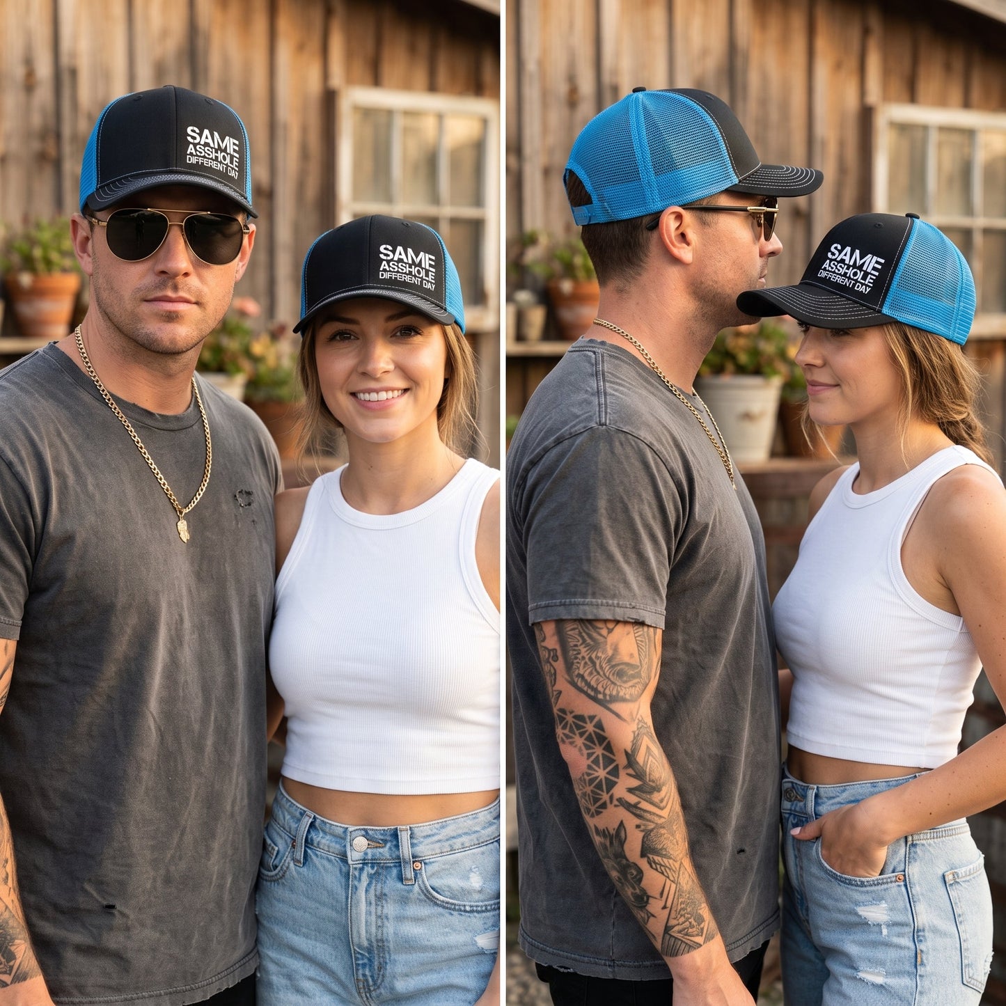 Funny Same Asshole Different Day Embroidered Trucker Hat