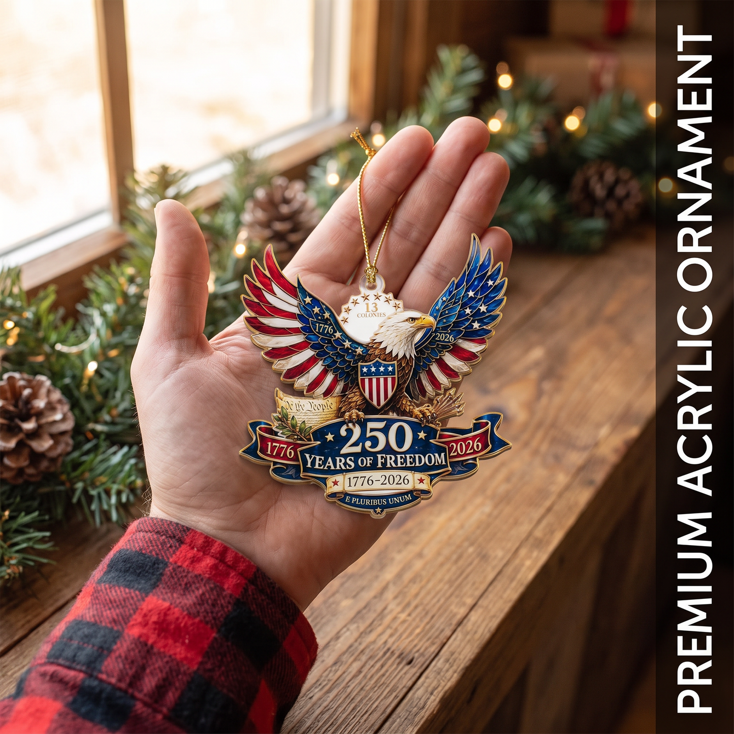 1776–2026 Freedom Eagle Christmas Ornament