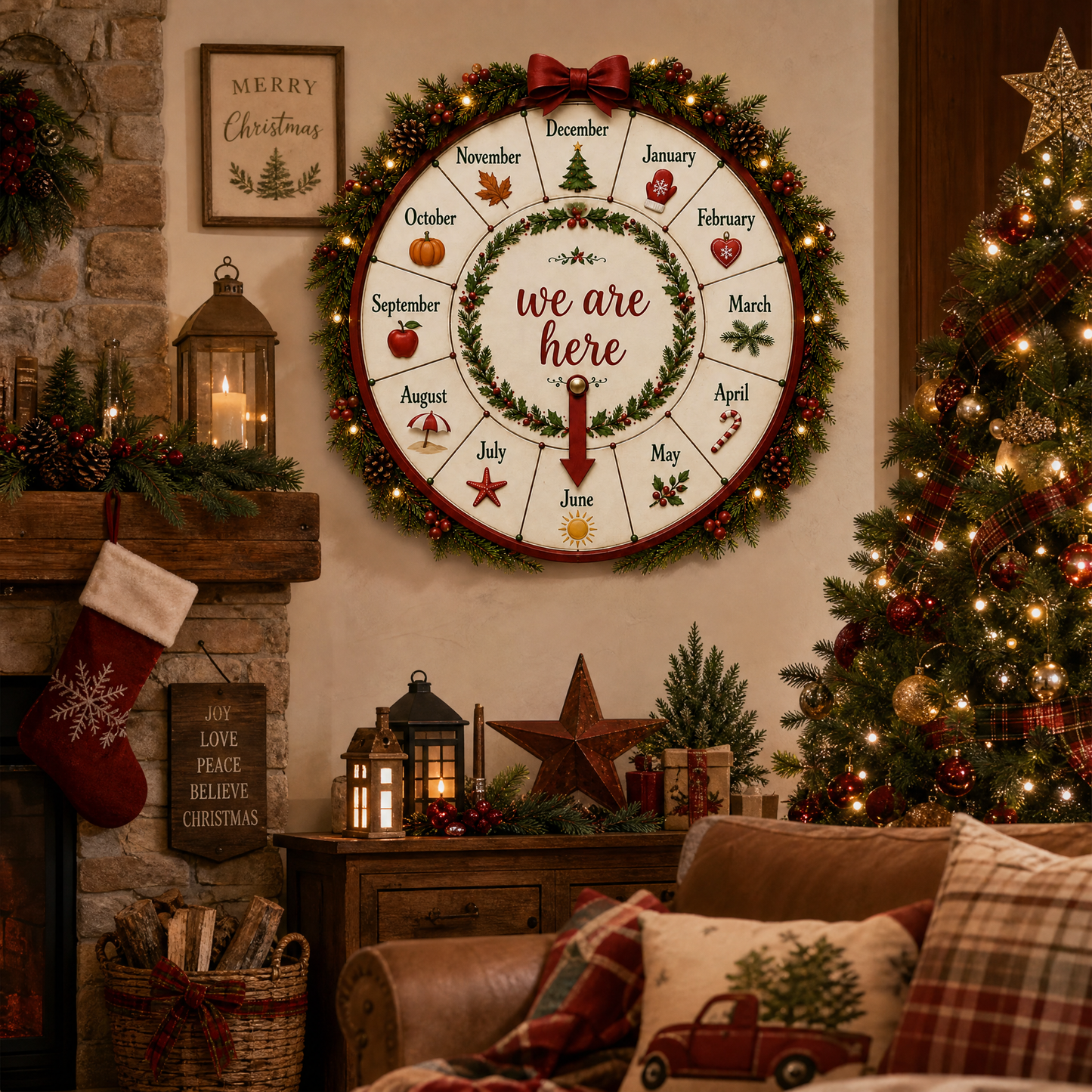 Christmas Countdown Wooden Month Wheel