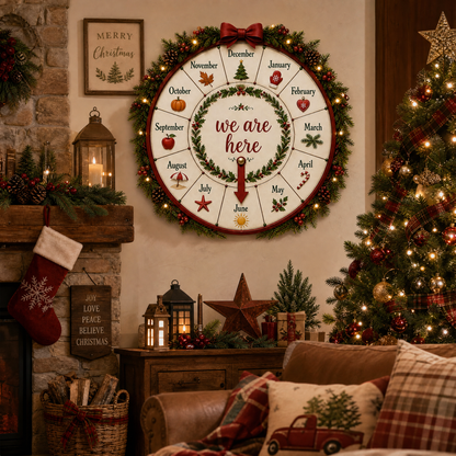Christmas Countdown Wooden Month Wheel