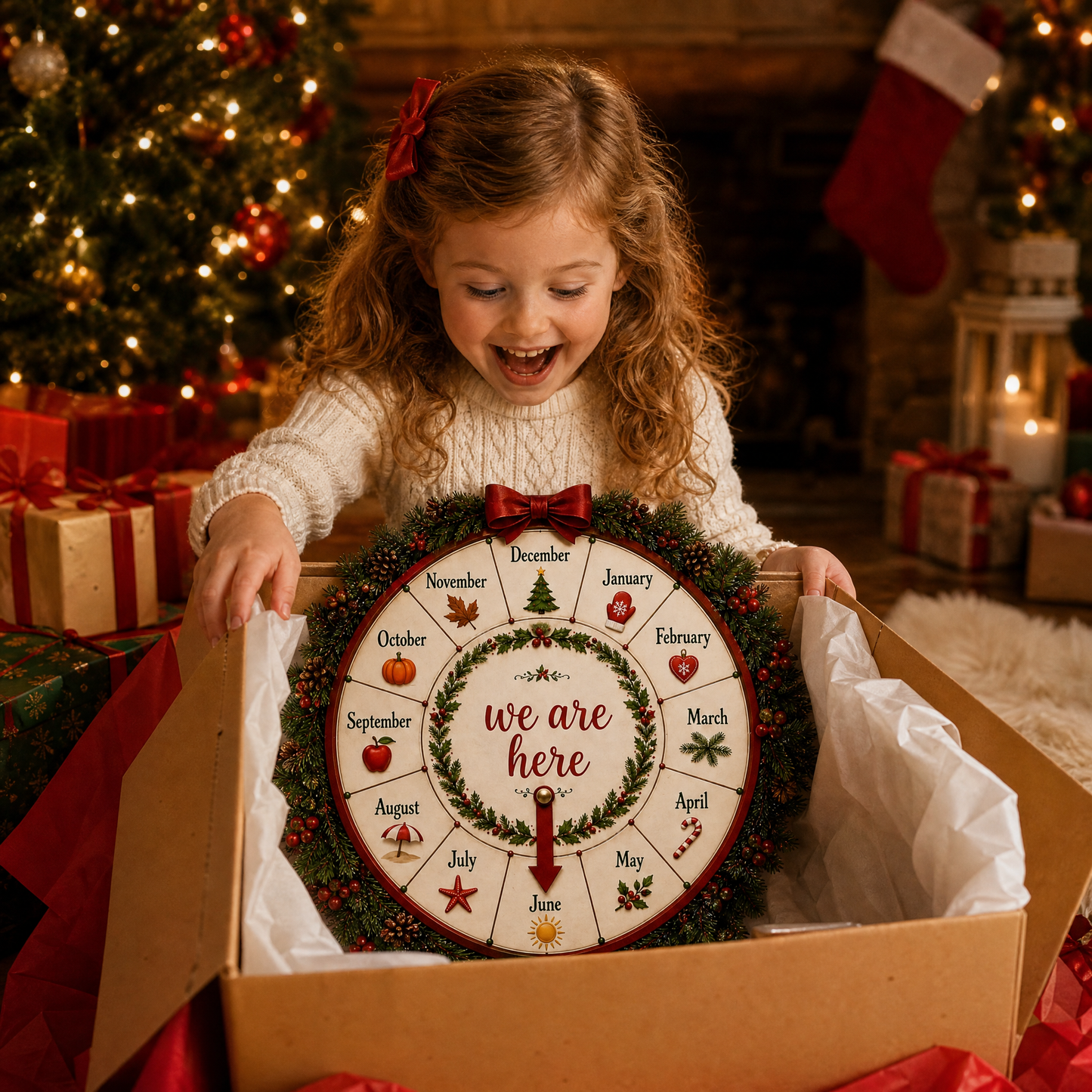 Christmas Countdown Wooden Month Wheel