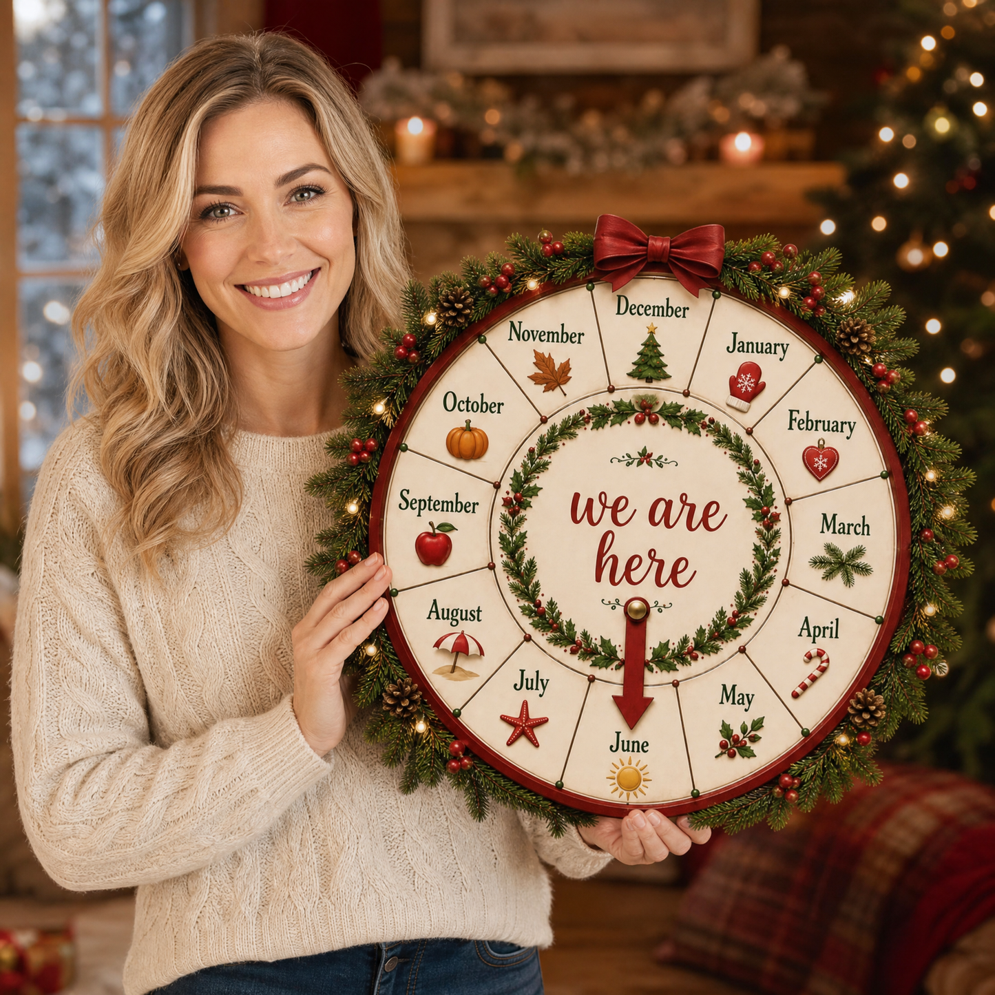 Christmas Countdown Wooden Month Wheel