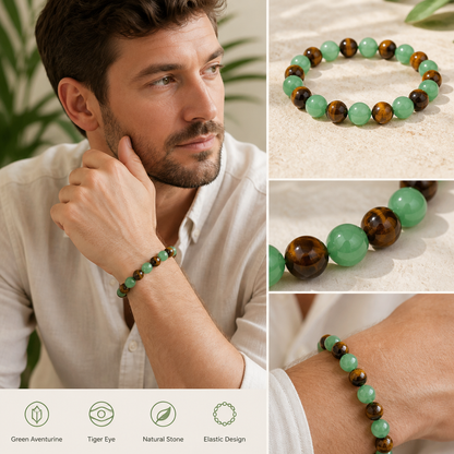 Money Attraction Bracelet with Green Aventurine & Tiger Eye beaded jewelry