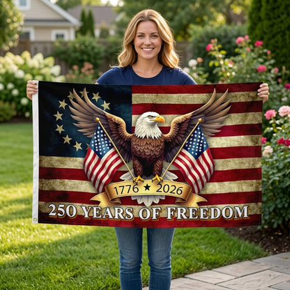 🦅250 Years of Freedom American Flag | 1776-2026 Patriotic Eagle Banner