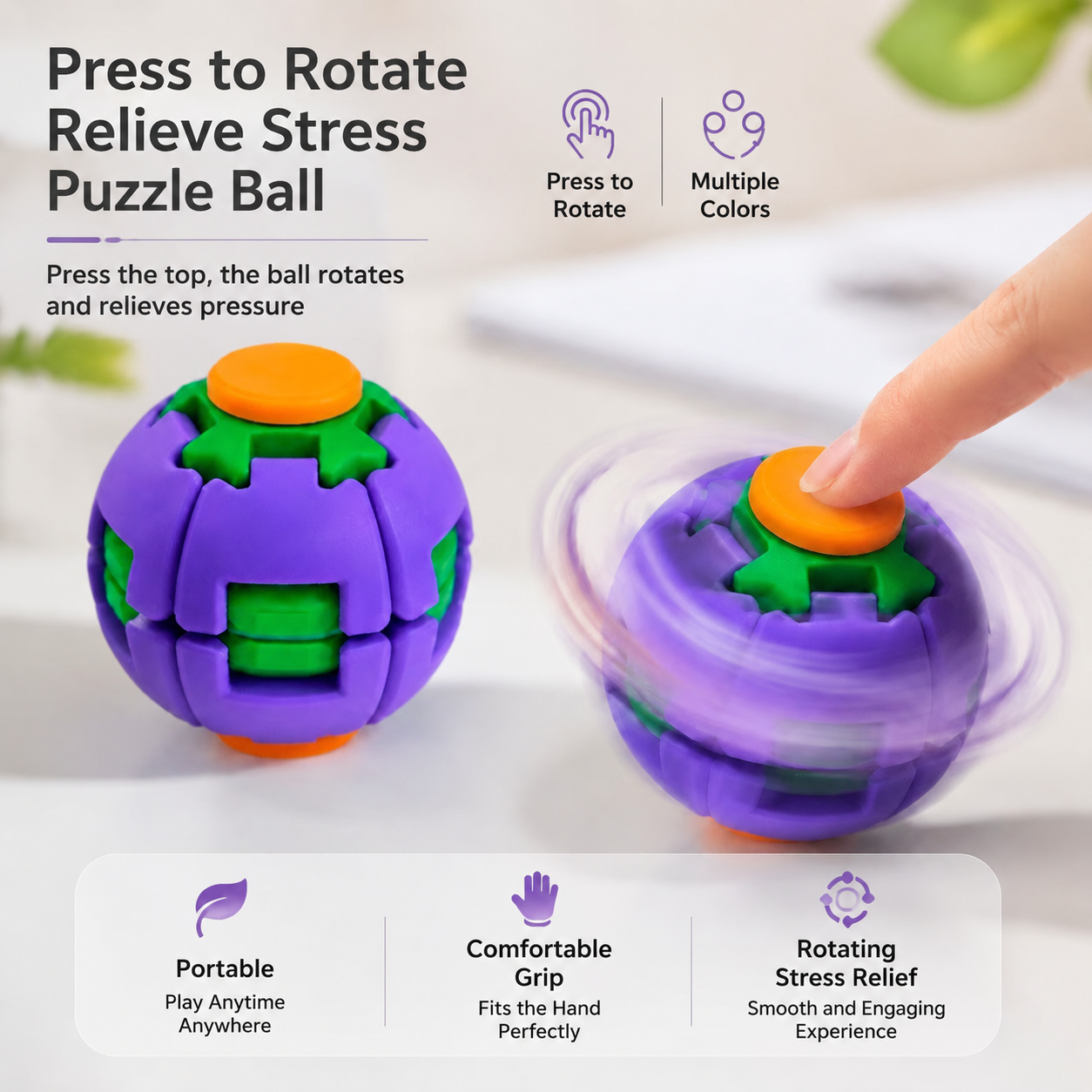 Magic Squishy Spinning Ball – Press-to-Spin Pocket Fidget Toy
