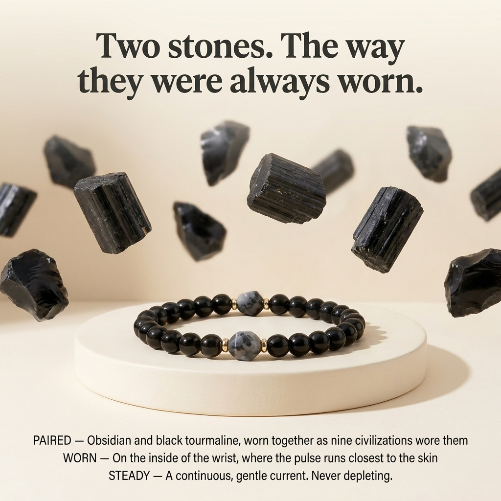 Obsidian & Black Tourmaline Bracelet--Jewelry for Men & Women